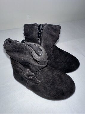 wonder nation Black Fold-Over Ankle Boots with Side Zipper